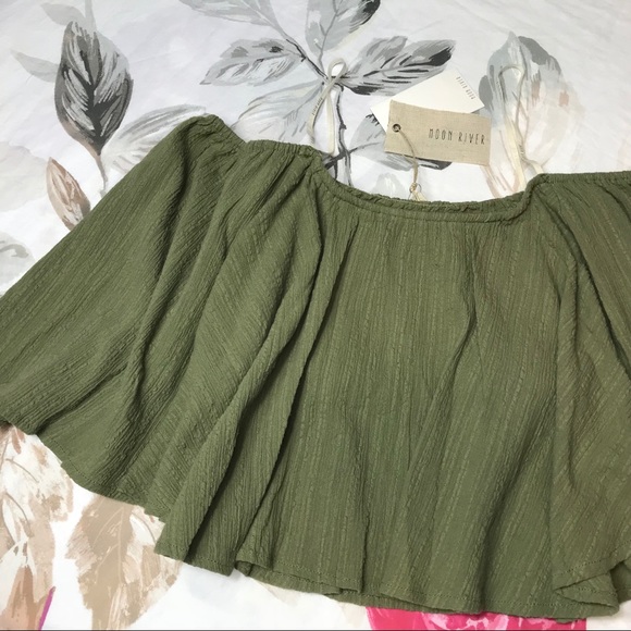 Anthroplogie green Crop top New. Moon river M - Picture 2 of 5